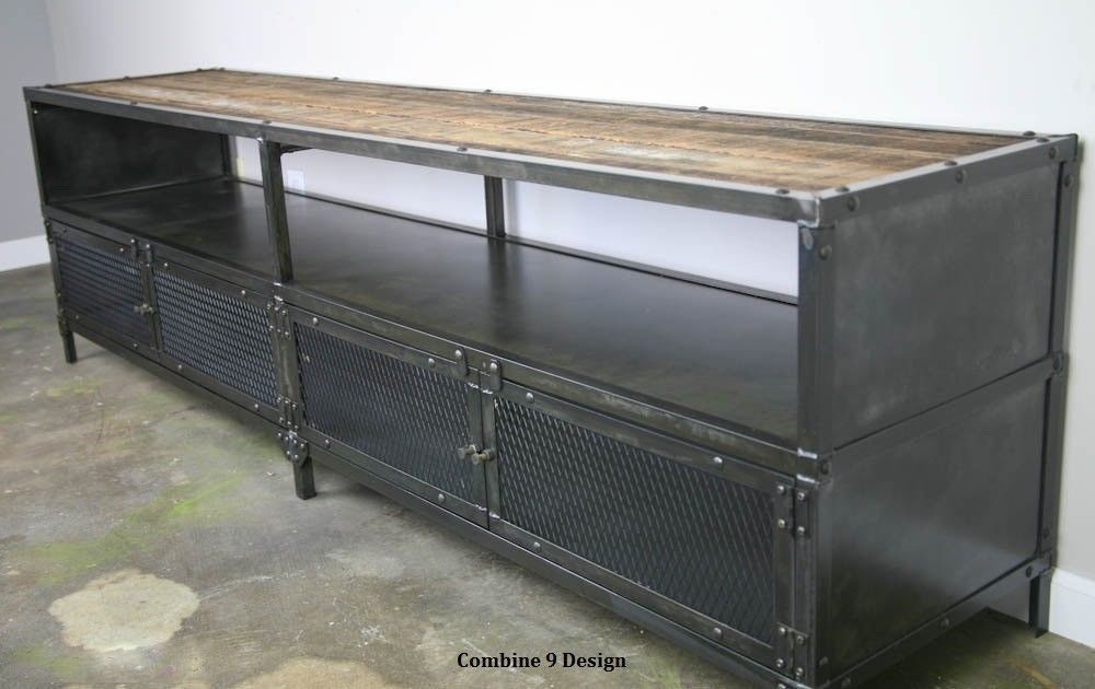 Stunning Wellliked Industrial Metal TV Stands Within Media Consoletv Stand Vintage Industrial Reclaimed Wood Buffet (Photo 5 of 50)