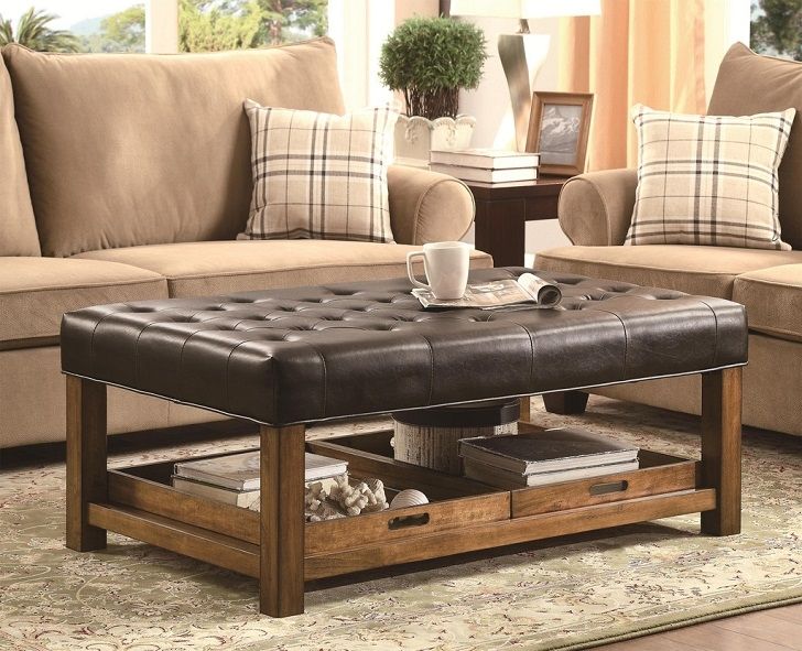 40+ Brown Leather Ottoman Coffee Tables With Storages ...