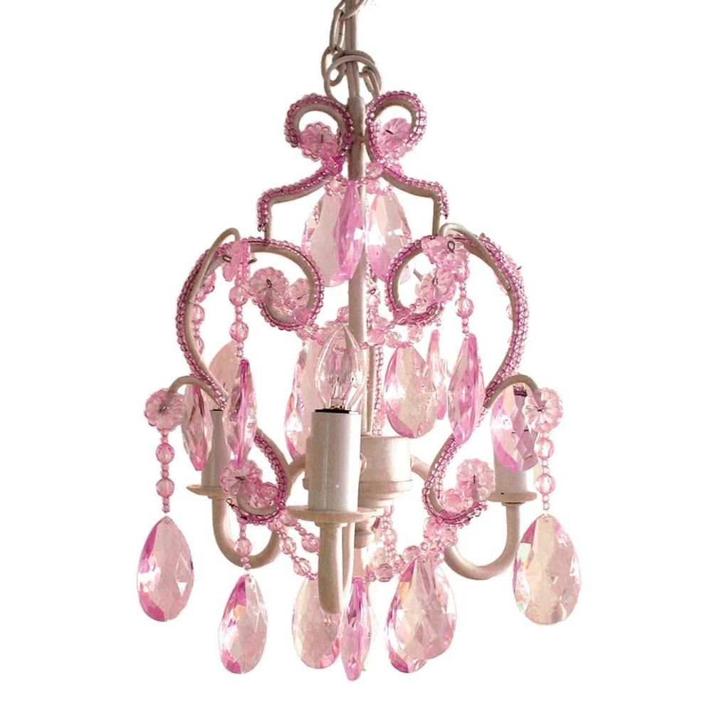 Tadpoles 3 Light Pink Sapphire Mini Chandelier Cchapl004 The Intended For Cheap Faux Crystal Chandeliers (View 18 of 25)