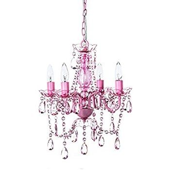 The Original Gypsy Color 4 Light Small Pink Chandelier H18 W15 Intended For Pink Plastic Chandeliers (View 25 of 25)