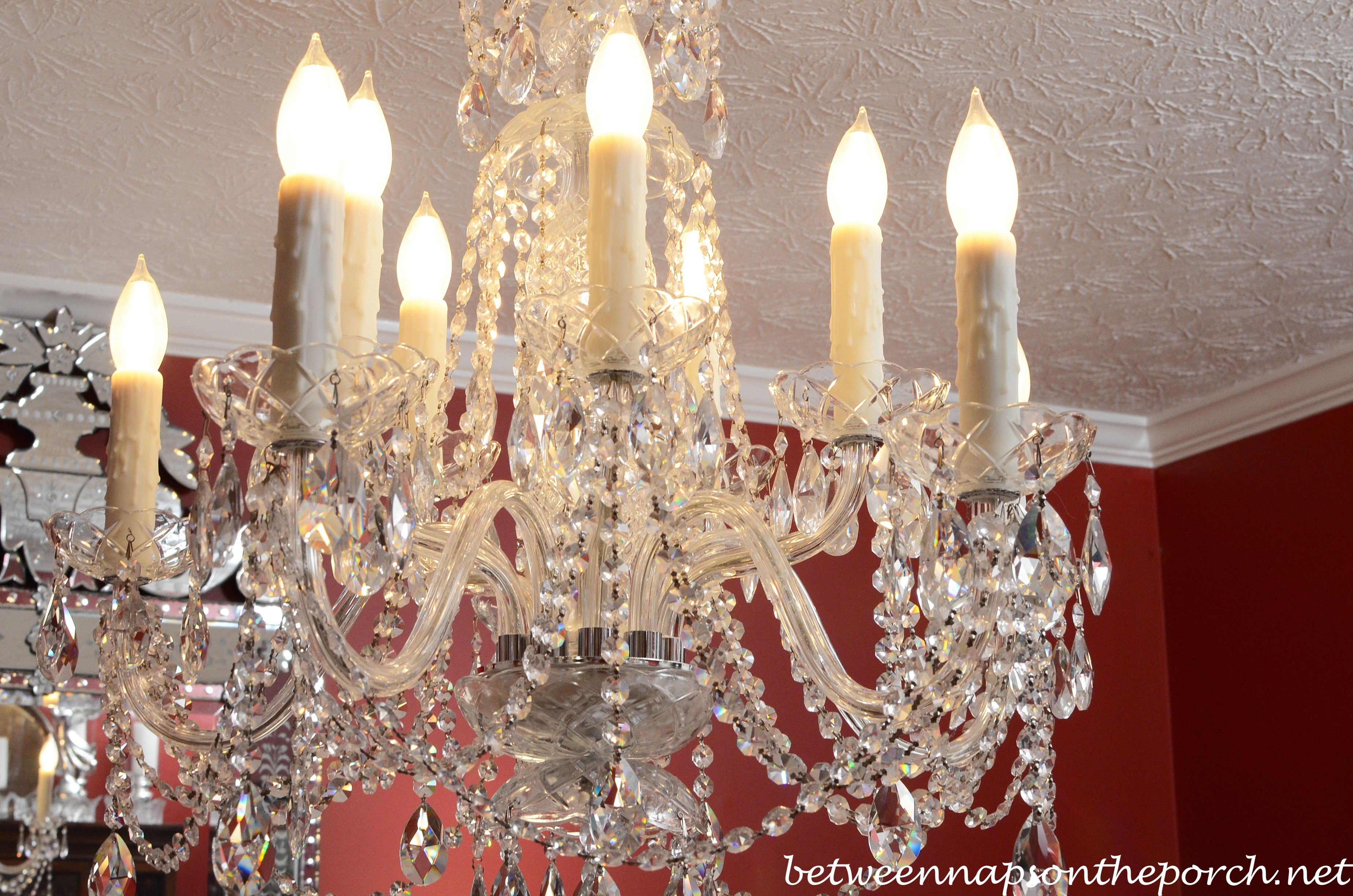 Transform An Ordinary Chandelier With Resin Candle Covers And Silk With Regard To Candle Look Chandeliers (Photo 11 of 25)