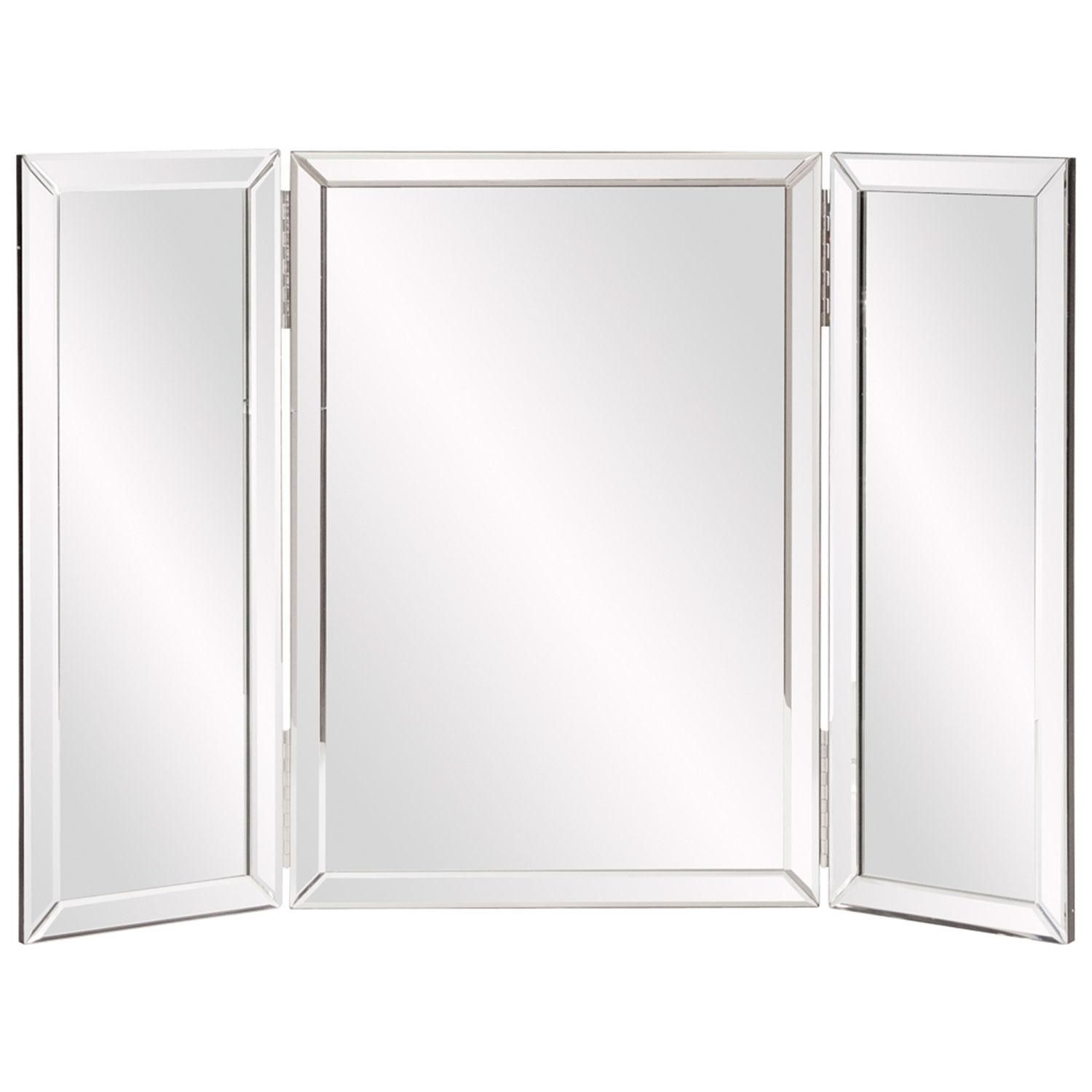 Tripoli Trifold Glass Tabletop Vanity Mirror Howard Elliott With Regard To Free Standing Table Mirror (View 4 of 20)