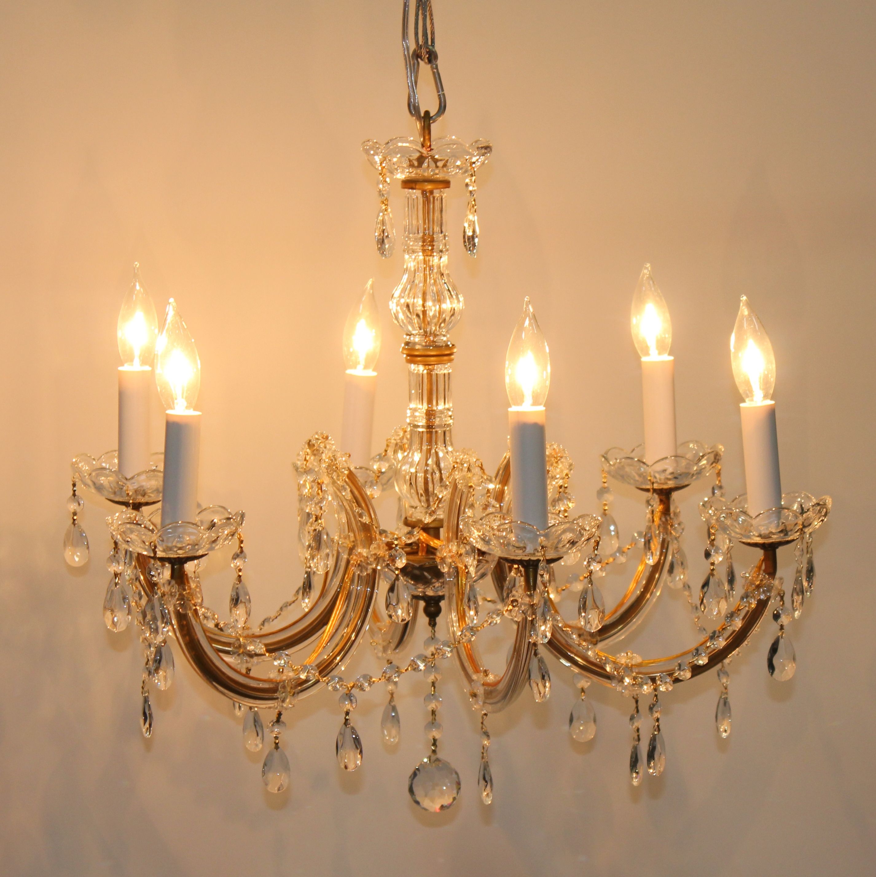 Vienna 6 Light Chandelier With Clear Gold Trim Town Country Regarding Leather Chandeliers (View 20 of 25)