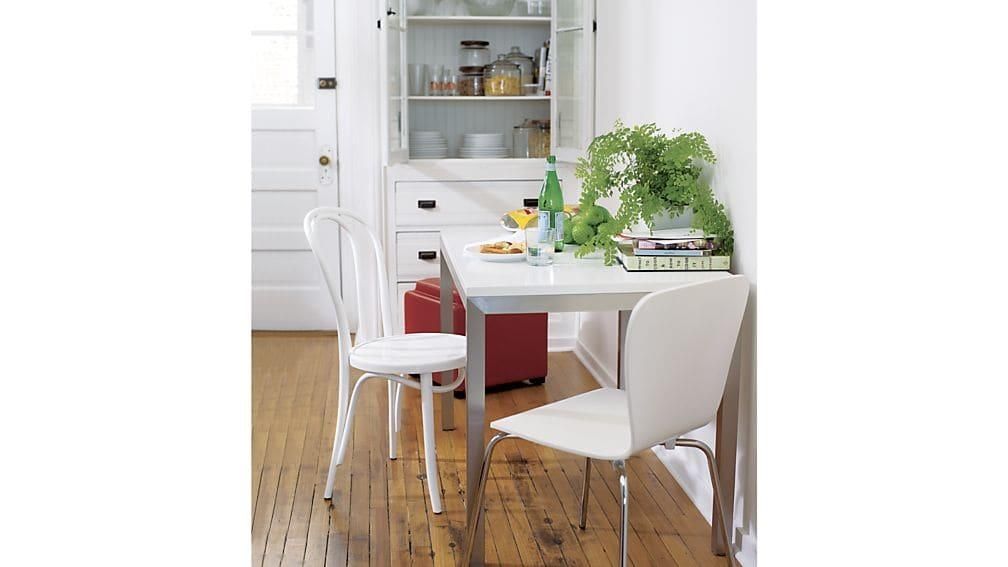 Vienna White Wood Dining Chair | Crate And Barrel Within Vienna Dining Tables (Photo 12 of 20)