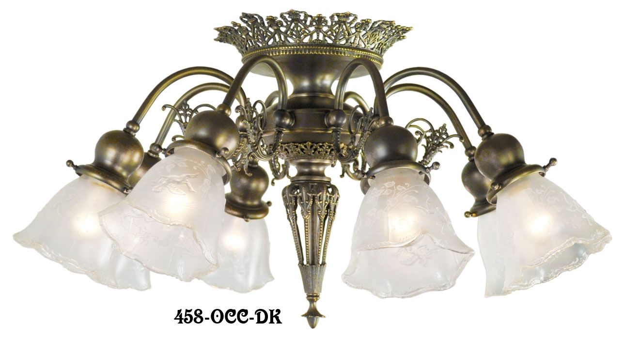 Vintage Hardware Lighting 8 Light Pierced Brass Short Ceiling Inside Short Chandelier Lights (View 16 of 25)