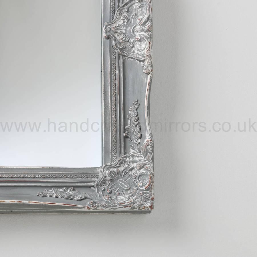 Vintage Ornate Grey Large Mirrorhand Crafted Mirrors Regarding Large Black Vintage Mirror (Photo 15 of 20)