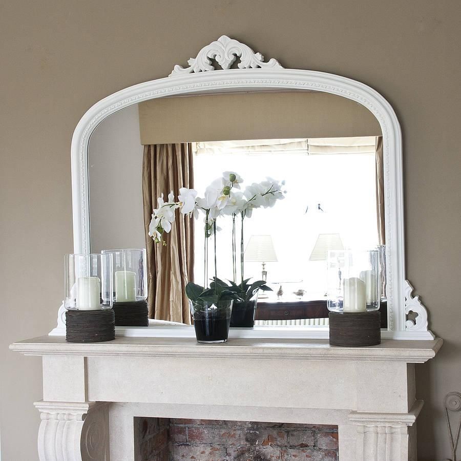 White Beaded Edge Overmantel Fireplace Mirrordecorative Throughout Overmantle Mirror (Photo 9 of 20)