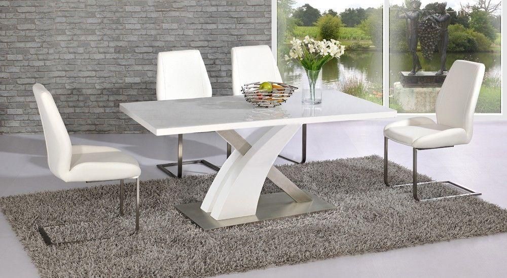 White Dining Table.. Attractive White Extending Dining Table Within Brushed Steel Dining Tables (Photo 17 of 20)