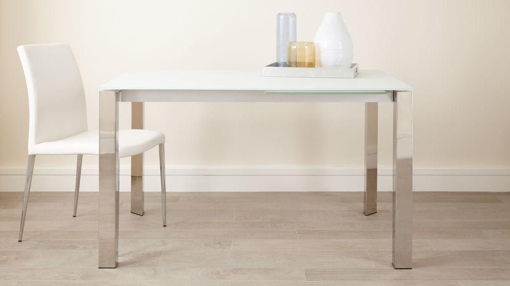 White Frosted Glass Extending Dining Table | Uk Delivery For Dining Tables With White Legs (Photo 20 of 20)