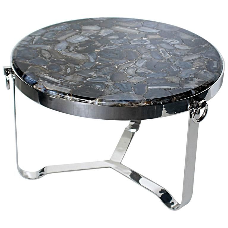 Wonderful Brand New Round Chrome Coffee Tables With Regard To Round Chrome Coffee Table With Agate Top In The Manner Of Maison (View 40 of 50)