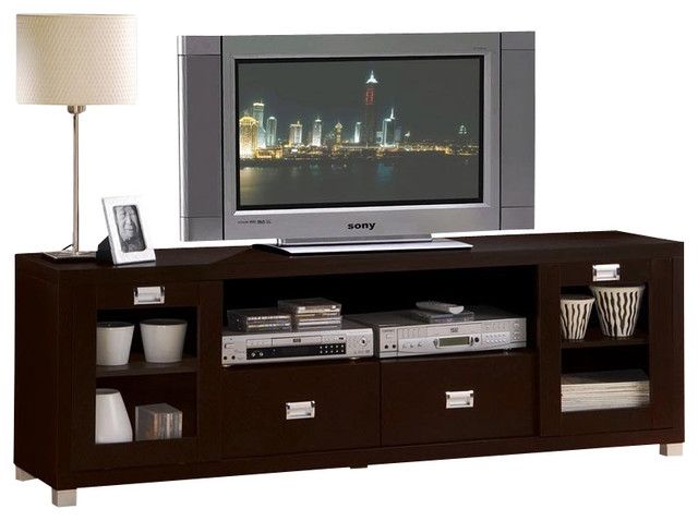 Wonderful Common TV Stands And Cabinets Inside Contemporary Commerce Espresso Finish Tv Stand Cabinet (Photo 1 of 50)