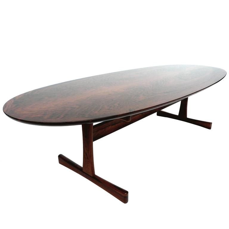 Wonderful Preferred Oblong Coffee Tables With Mid Century Oval Rosewood Coffee Table In The Style Of Brode (View 34 of 40)