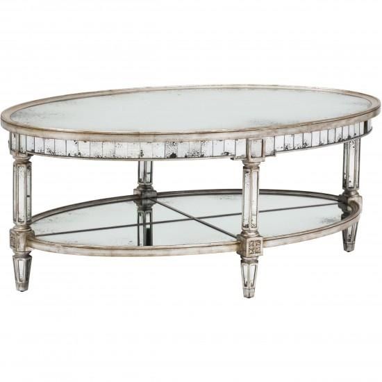 Wonderful Preferred Oval Mirrored Coffee Tables Throughout Vivica Antique Mirror Gold Edge Coffee Table (View 24 of 50)
