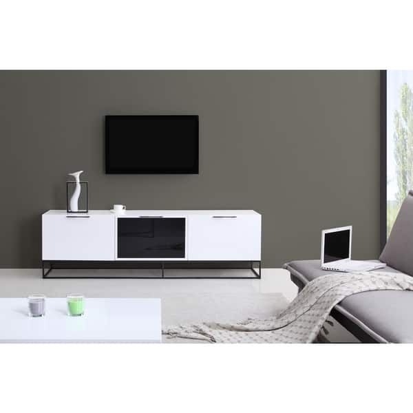 Wonderful Premium High Gloss White TV Stands Throughout B Modern Animator High Gloss White Black Modern Ir Tv Stand (Photo 12 of 50)