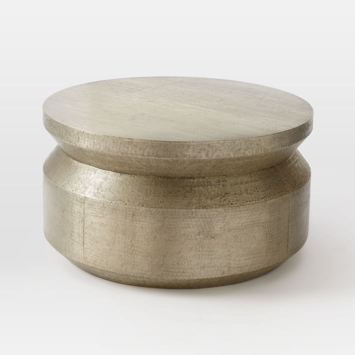 Wonderful Series Of Hammered Silver Coffee Tables Inside Hammered Metal Accordion Coffee Table West Elm (Photo 12 of 50)