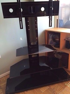 Wonderful Wellknown Black Glass TV Stands Within Modern 3 Shelf Black Glass Tv Stand With Integrated Wall Mount For (Photo 47 of 50)