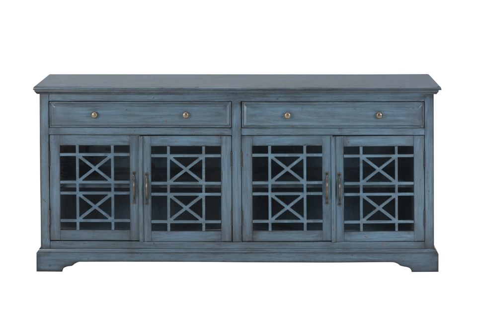 Wonderful Wellknown Blue TV Stands Pertaining To Craftsman Antique Blue 60 Media Unit Lexington Overstock Warehouse (Photo 24 of 50)