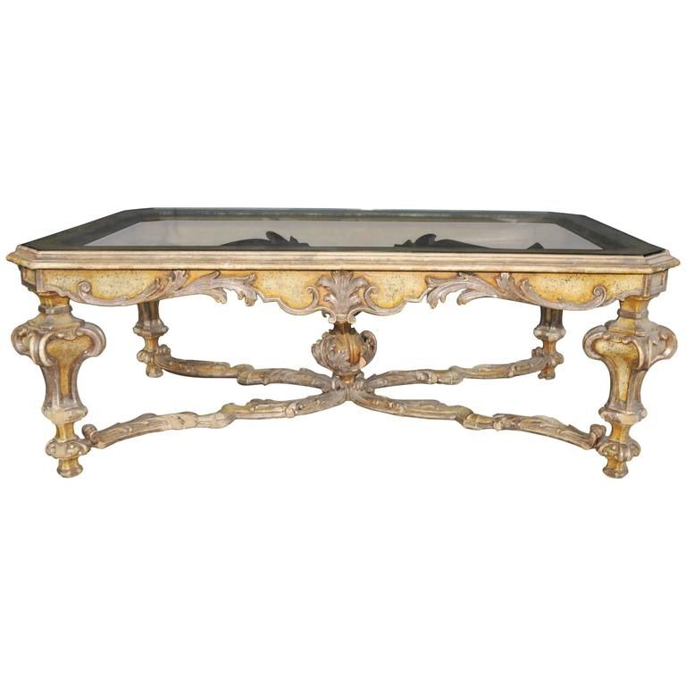 Wonderful Wellliked Baroque Coffee Tables With Italian Painted Baroque Style Coffee Table With Glass Top At 1stdibs (View 3 of 50)