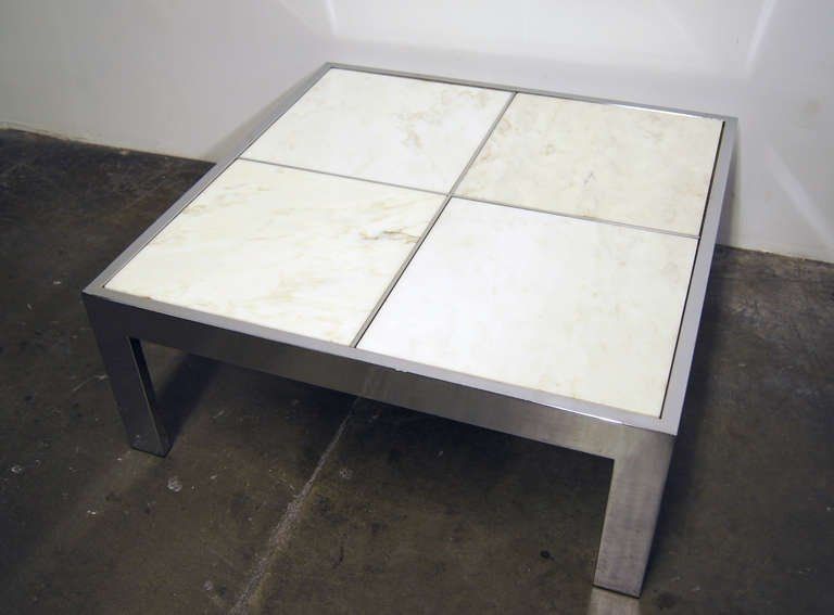 Wonderful Wellliked Chrome Coffee Tables Throughout Pace Collection Chrome And Marble Tile Coffee Table For Sale At (View 40 of 50)
