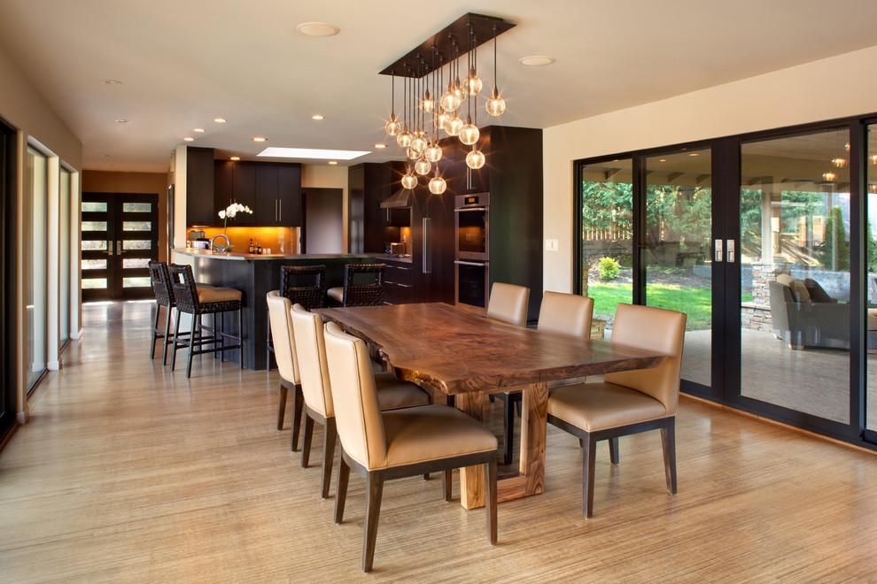 Wood Slab Dining Table Dining Room Contemporary With Ceiling Pertaining To Dining Tables Ceiling Lights (View 3 of 20)