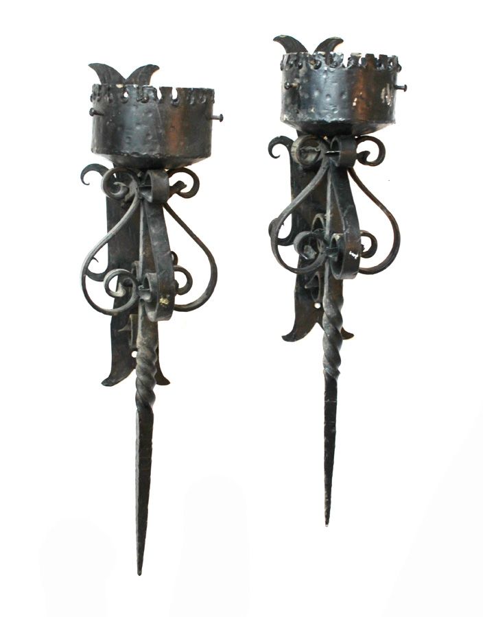 Wrought Iron Wall Sconce Medieval Castle Torch Design From Hand Throughout Wall Mounted Candle Chandeliers (View 14 of 25)