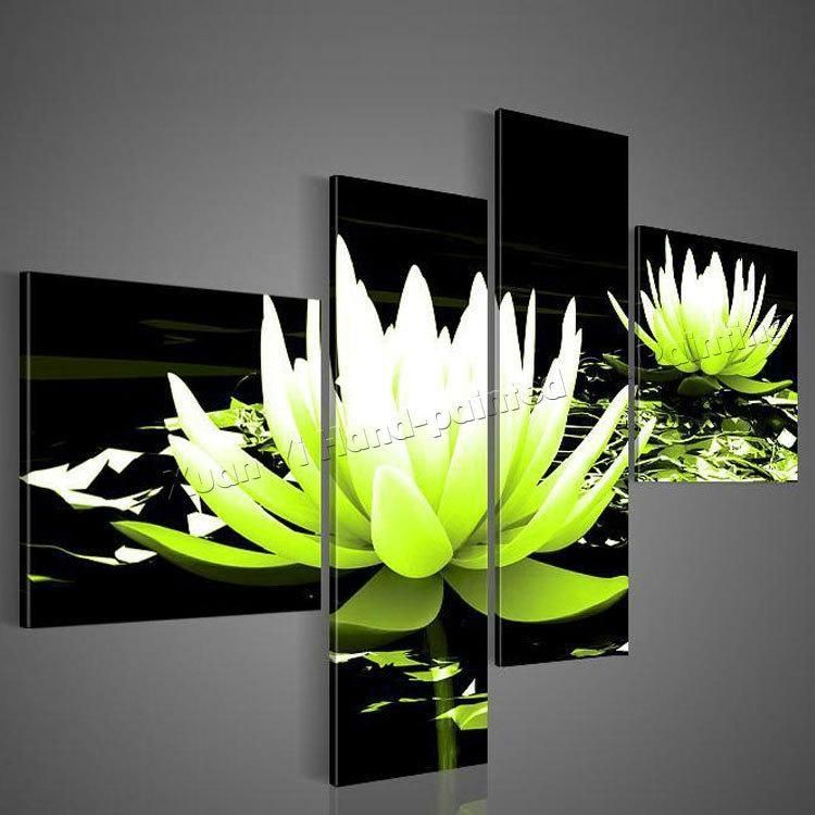 100% Hand Painted Wall Art Lavender Beautiful Flowers Modern Home Inside 4 Piece Wall Art (View 5 of 20)