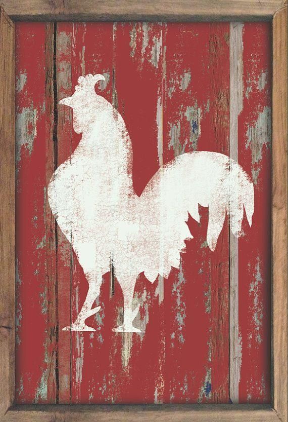 rooster decor metal signs farmhouse sign wood chicken diy country kitchen roosters wooden framed chickens painting pallet artwork rustic barn