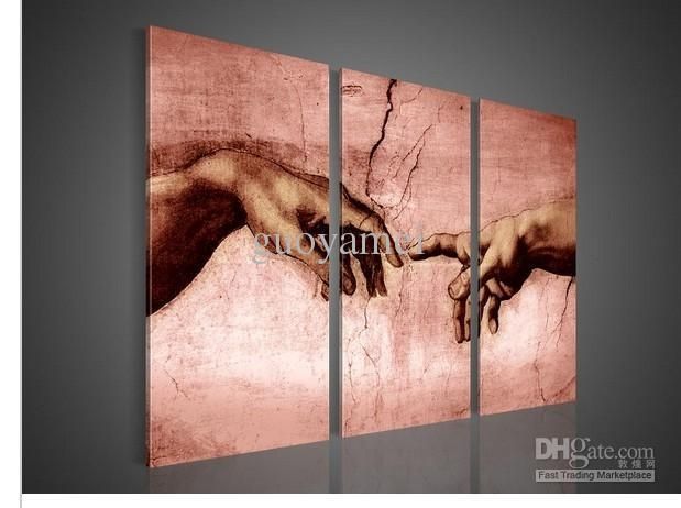 2017 3 Panel Wall Art Modern Abstract Creation Of Adam Oil Intended For Three Panel Wall Art (View 3 of 20)