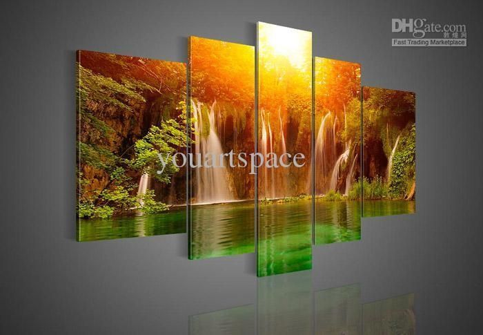 2017 Wall Art Landscape Waterfall Oil Painting On Canvas Paintings Inside Waterfall Wall Art (View 5 of 20)