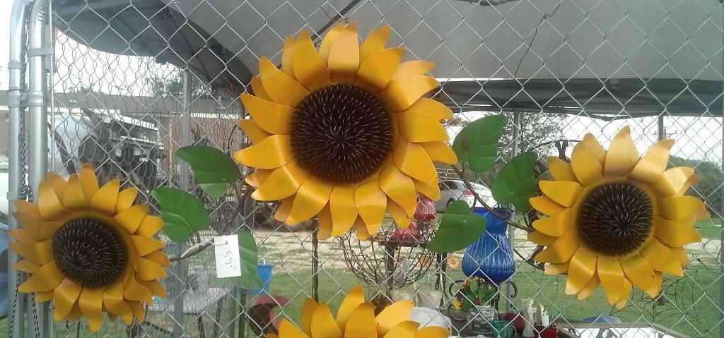 3 Big Sunflowers Metal Art Decor $55.00 | Westwood Pavillion Intended For Metal Sunflower Yard Art (Photo 3 of 20)
