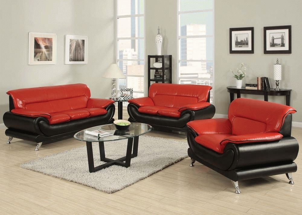 50455 Orel Black And White Or Red Sofa And Loveseat Intended For Black And White Sofas And Loveseats (Photo 4 of 20)