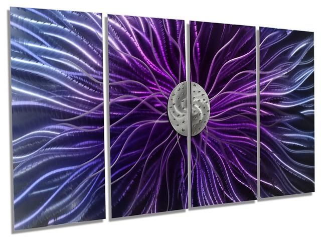 Abstract Blue, Purple And Silver Panel Metal Wall Art, Royal Within Purple Abstract Wall Art (View 13 of 20)