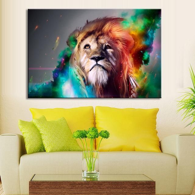 Aliexpress : Buy 1 Pcs Animal Colorful Lion Wall Art Large Within Lion Wall Art (View 5 of 20)