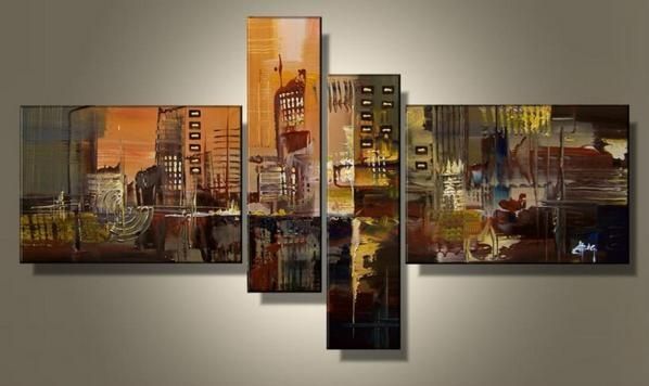 Aliexpress : Buy Hand Painted 4 Piece Wall Art Multi Panel With Regard To Multi Panel Canvas Wall Art (View 6 of 10)