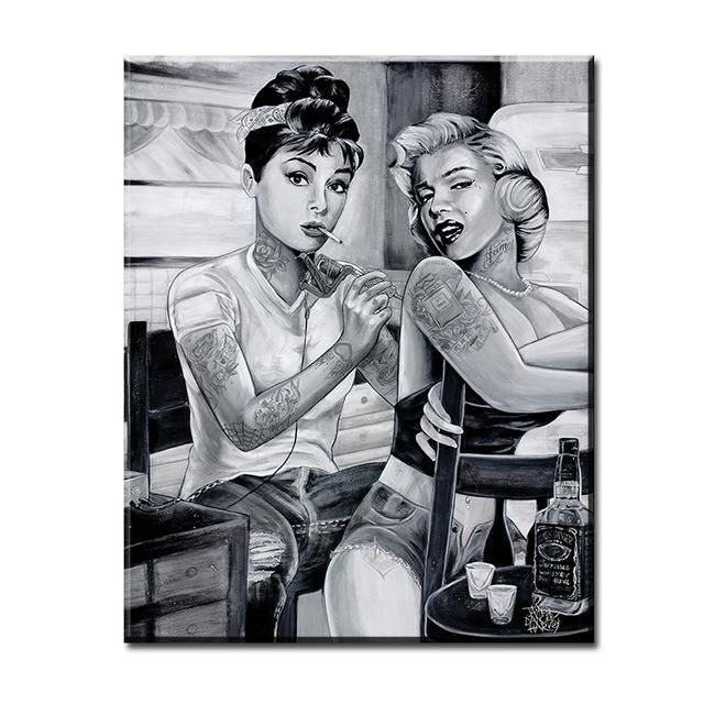 Aliexpress : Buy Marilyn Monroe & Audrey Hepburn Tattoo Poster Inside Marilyn Monroe Framed Wall Art (View 8 of 20)