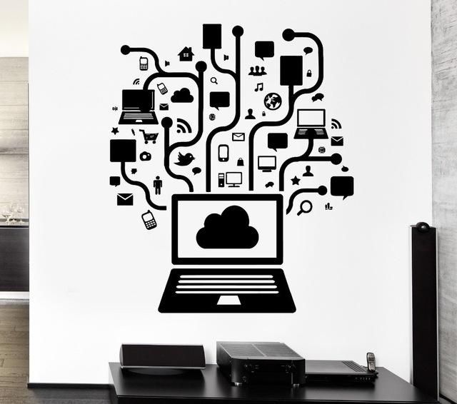 Aliexpress : Buy Removable Vinyl Wall Decal Computer Online For Computer Wall Art (Photo 1 of 20)