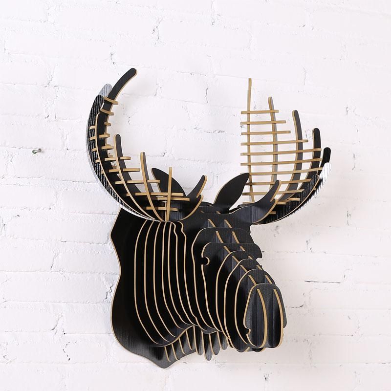 Aliexpress : Buy Wall Hanging Wooden Crown Stag Head 3D Puzzle Pertaining To Stags Head Wall Art (View 13 of 20)