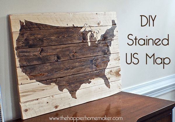 Another} Diy Stained Wood Map | The Happier Homemaker Regarding Us Map Wall Art (View 6 of 20)