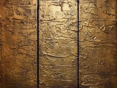 Antique Gold " Large Wall Art Triptych Wall Art Copperstuart Within Large Copper Wall Art (View 20 of 20)