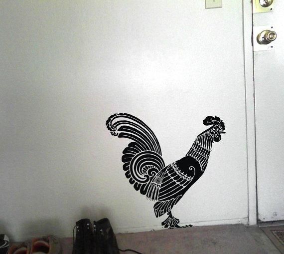 Art Nouveau Rooster Vinyl Decal Cock Home Wall Decor Sticker Regarding Art Nouveau Wall Decals (View 10 of 20)