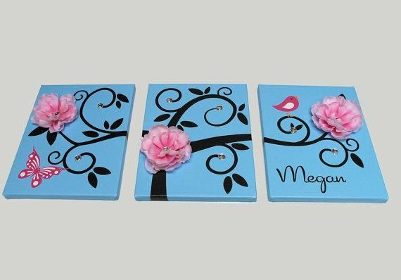 Baby Girl Nursery Decor Tree Vine Canvas Art For Canvas Prints For Baby Nursery (View 1 of 20)