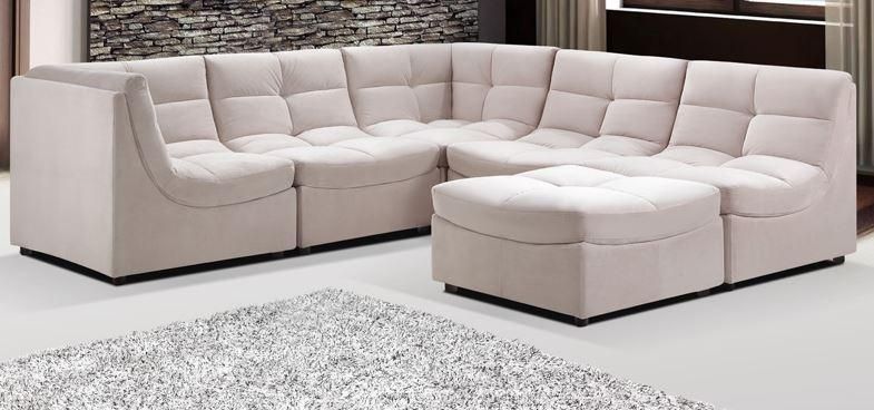 Beige Upholstered Fabric Modular Sectional Sofa 9148 Best Master Pertaining To Cloud Sectional Sofas (View 15 of 20)