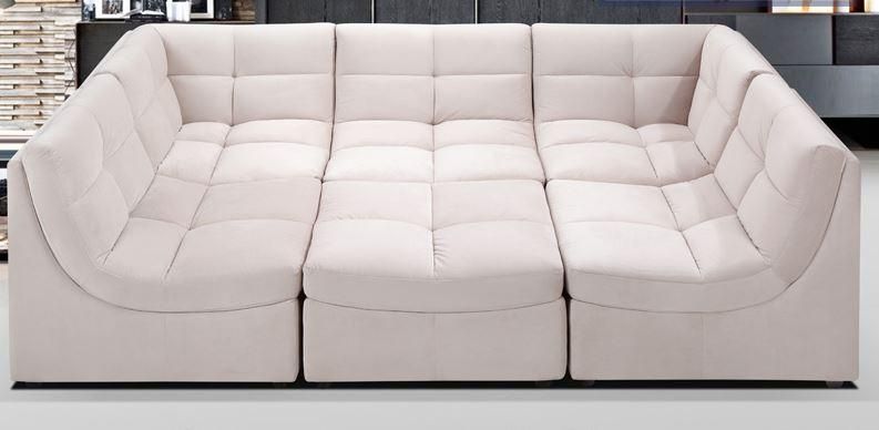 Beige Upholstered Fabric Modular Sectional Sofa 9148 Best Master With Regard To Cloud Sectional Sofas (View 3 of 20)