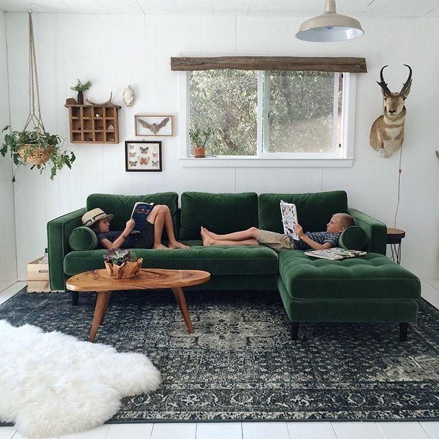 Best 10+ Green Couch Decor Ideas On Pinterest | Green Sofa, Velvet Inside Green Leather Sectional Sofas (Photo 20 of 20)