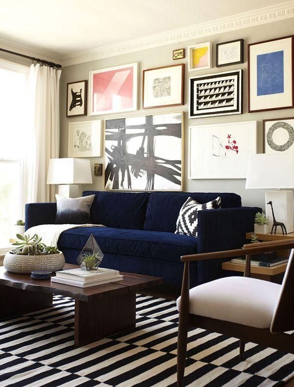 Featured Photo of Living Room With Blue Sofas