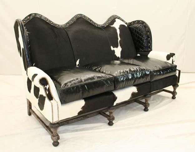 Black And White Cowhide Sofa Old Hickory Tannery Furniture – Free Within Cowhide Sofas (View 11 of 20)