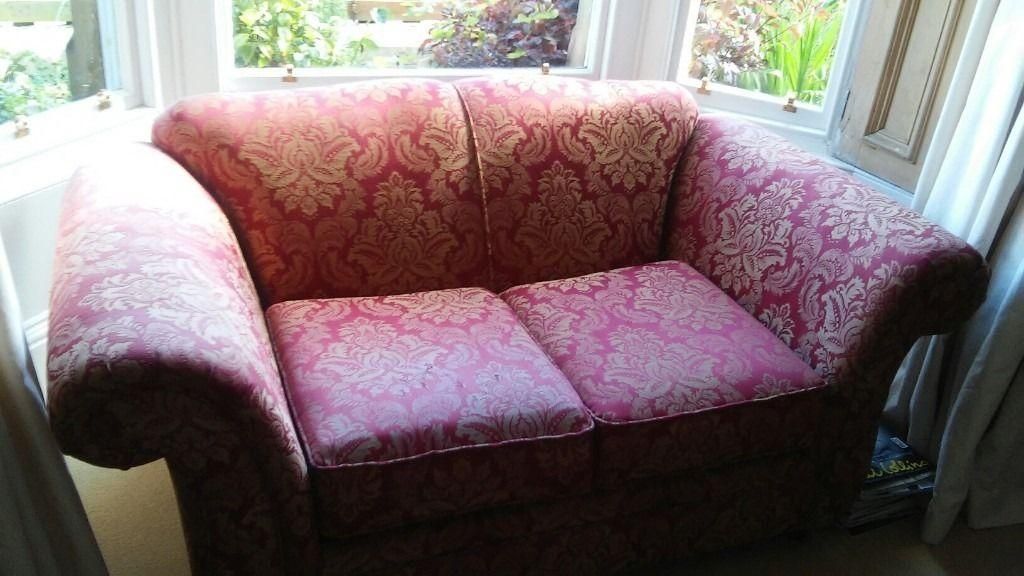 Brocade Fabric Sofa (Gold And Burgundy) | In Portobello, Edinburgh Pertaining To Brocade Sofas (View 13 of 20)