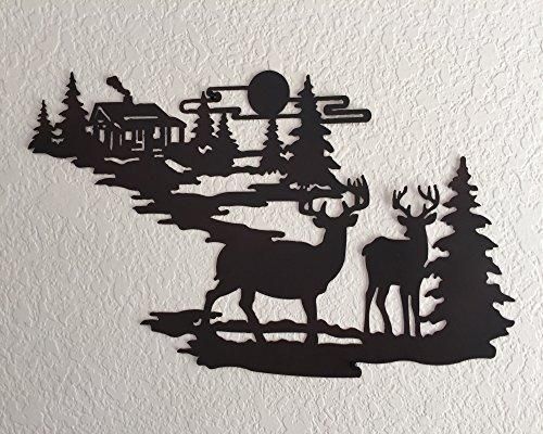 Cabin Ironworks Deer And Lodge In Woodlands Metal Wall Art Within Country Metal Wall Art (Photo 1 of 20)