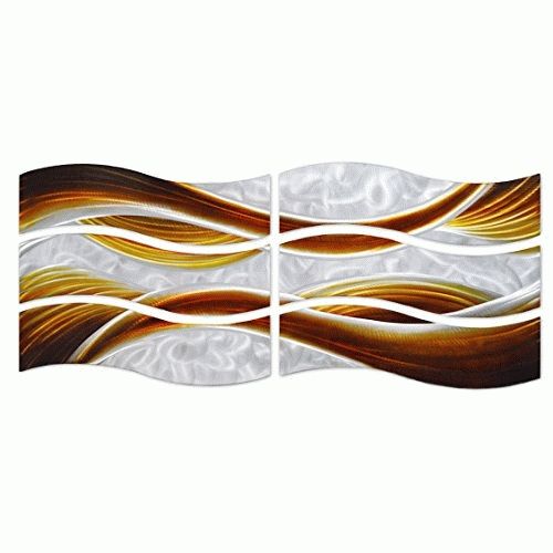 Caramel Waves Metal Wall Art Decor Pertaining To Horizontal Metal Wall Art (View 9 of 20)