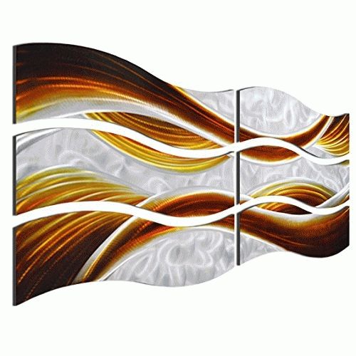 Caramel Waves Metal Wall Art Decor Pertaining To Horizontal Metal Wall Art (View 5 of 20)